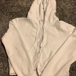 Pacsun cropped white zip up